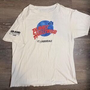 Vintage Planet Hollywood Ft Lauderdale 1997 Grand Opening T-Shirt Distressed